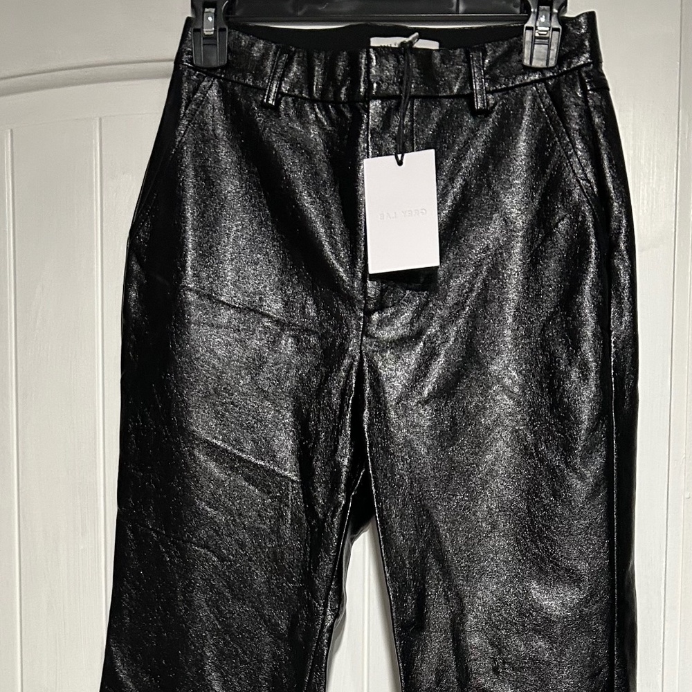 021 NWT Grey Lab Shiny Faux Leather Pants